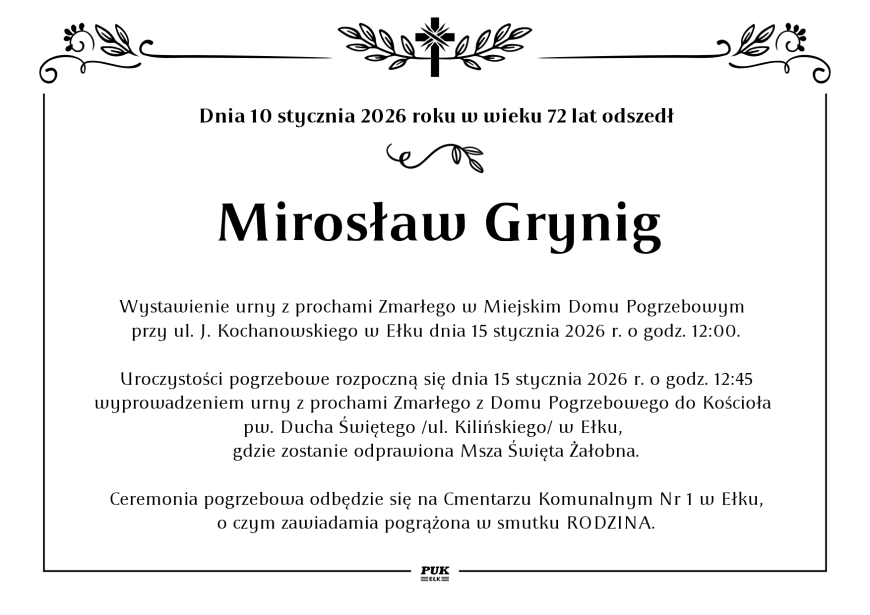 Mirosław Grynig - nekrolog